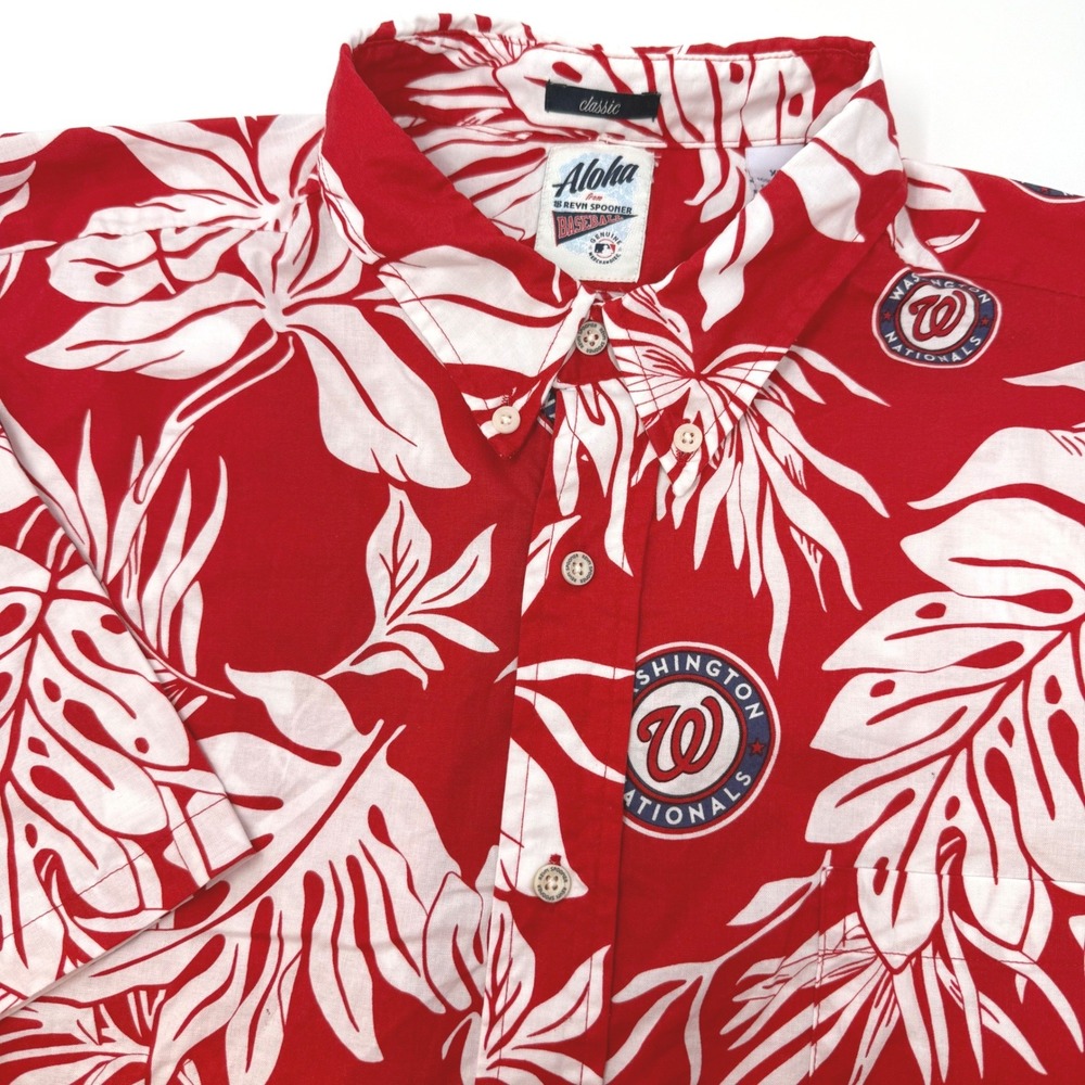 Reyn Spooner Washington Nationals MLB Aloha Shirt Red White Floral Mens XL